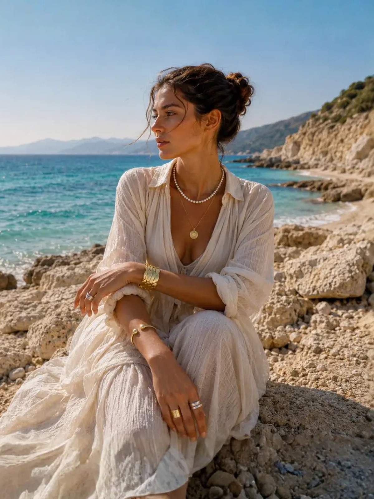 Χειροποίητα κοσμήματα Sorelia σε ζέστη πέτρινη επιφάνεια